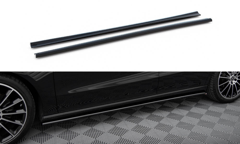 FOR MERCEDES BENZ W118 C118 W177 SIDE SKIRTS EXTENSIONS BLADE LIP AMG 19+ GLOSS main image 0