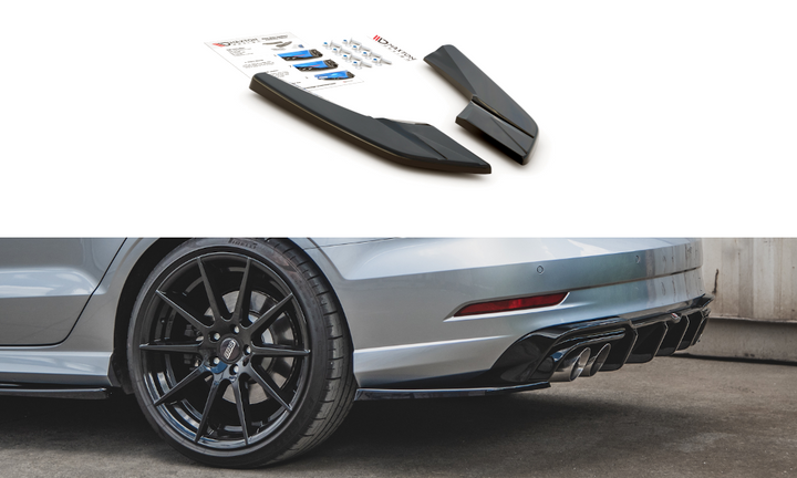 REAR SIDE SPLITTERS V.2 AUDI S3 SEDAN 8V FACELIFT (set for Maxton valance)