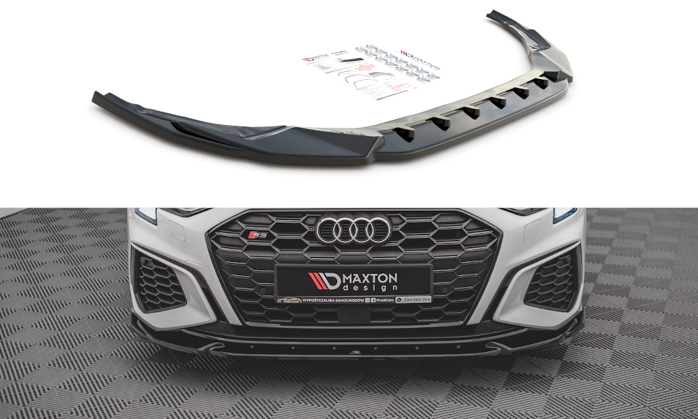 アウディ S3 A3 Sライン 8Y フロントリップ スプリッター FRONT SPLITTER V.3 AUDI S3 / A3 S-LINE 8Y – Maxton Design USA