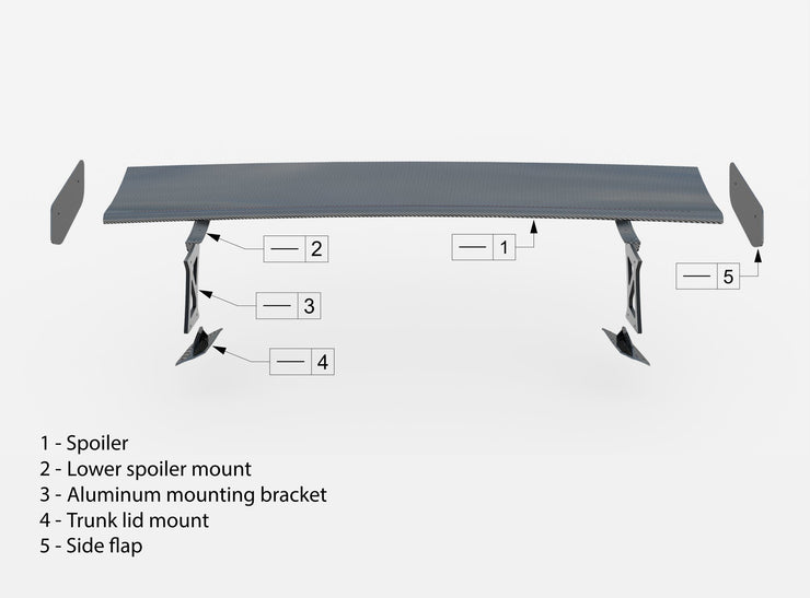 Carbon Spoiler With Internal Brackets Uprights BMW 5 / M5 Sedan G30 / F90