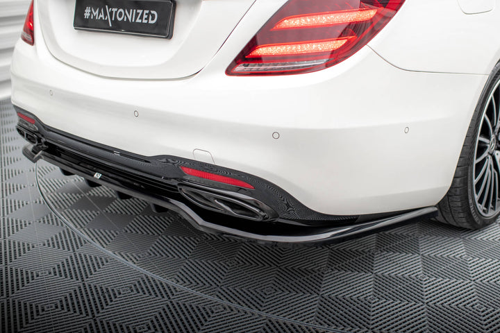 CENTRAL REAR SPLITTER (WITH VERTICAL BARS) MERCEDES-BENZ S AMG-LINE W222 FACELIFT