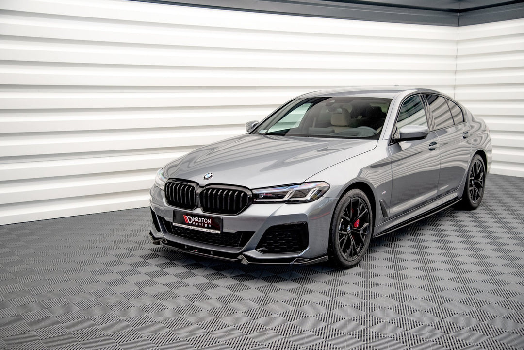Front Bumper Spoiler Lip For 2017-2020 BMW 5-Series G30 M-Sport - Painted Black Body Kit