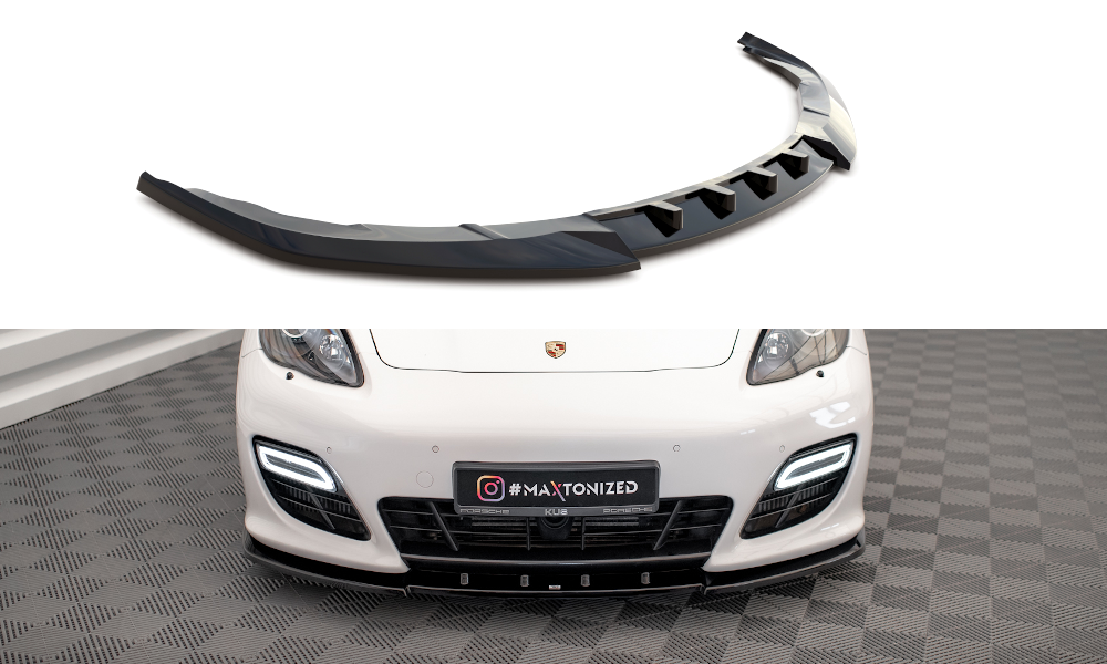Spoiler/Splitter Avant En Vrai Carbone Pour Porsche Panamera 971 (2017-2019) - Becquet Bas De Pare-choc Glossy Noir