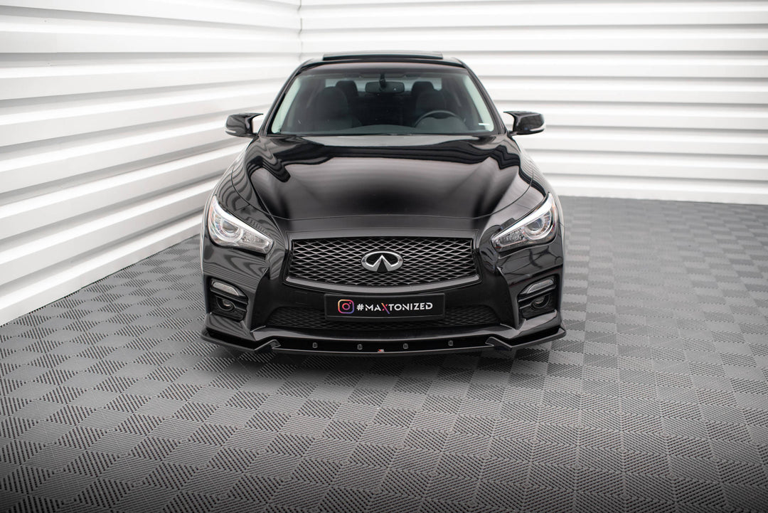 Glossy Black Front Bumper Lip Splitter Spoiler For Infiniti Q50 2014-21 Body Kit Glossy Black Front Bumper Lip Splitter Spoiler For Infiniti Q50 2014-21 Body Kit